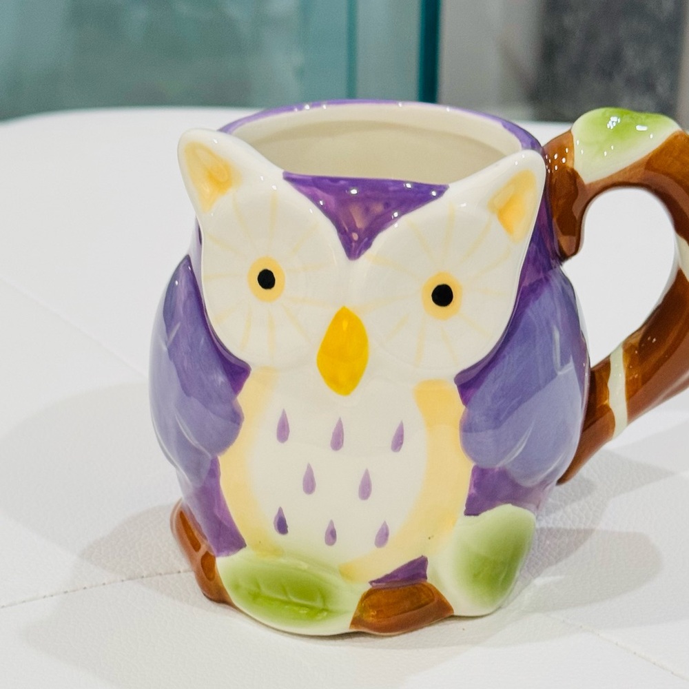 Purple Owl Oversized Ceramic Glazed Mug